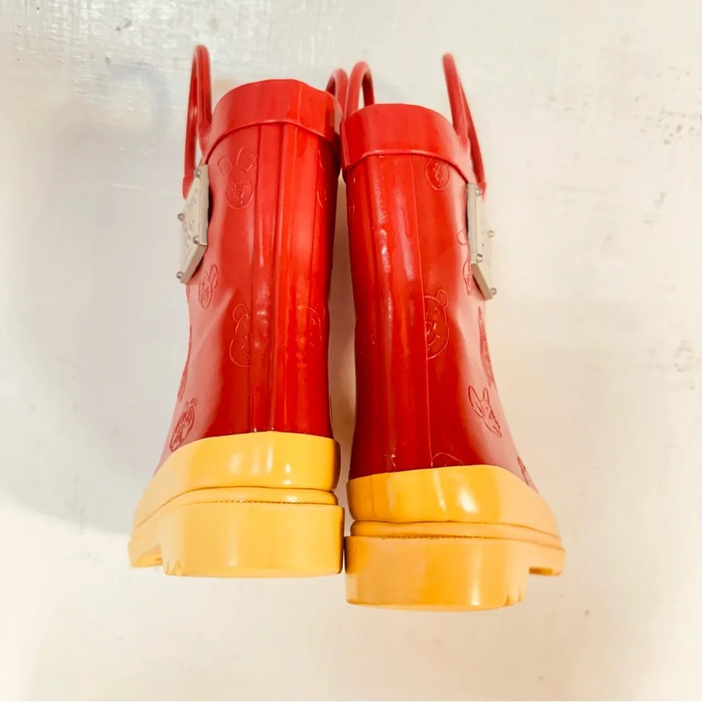 Disney’s Winnie The Pooh And The Honey Tree Red & Yellow Rain Boots Kids Size 7